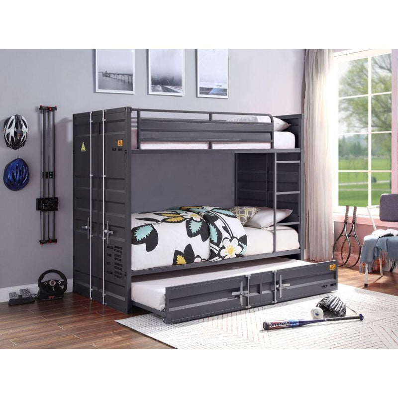 Acme Furniture Cargo 37890/37892 Twin Over Twin Bunk Bed With Trundle - Gunmetal IMAGE 1