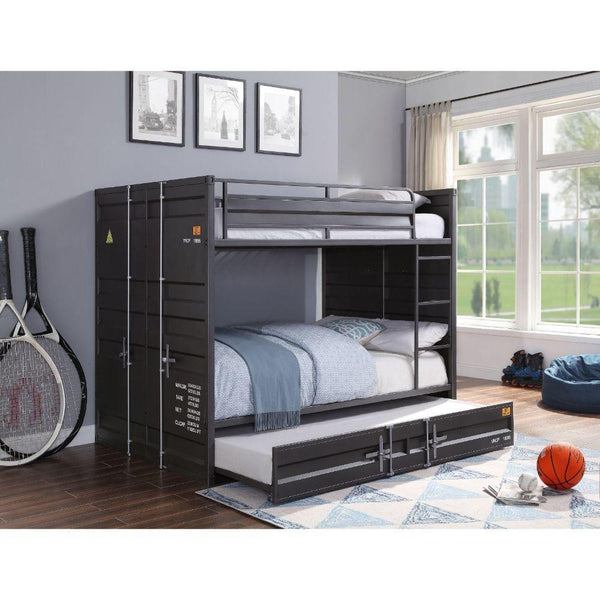 Acme Furniture Cargo 37895/37892 Full Over Full Bunk Bed With Trundle - Gunmetal IMAGE 1