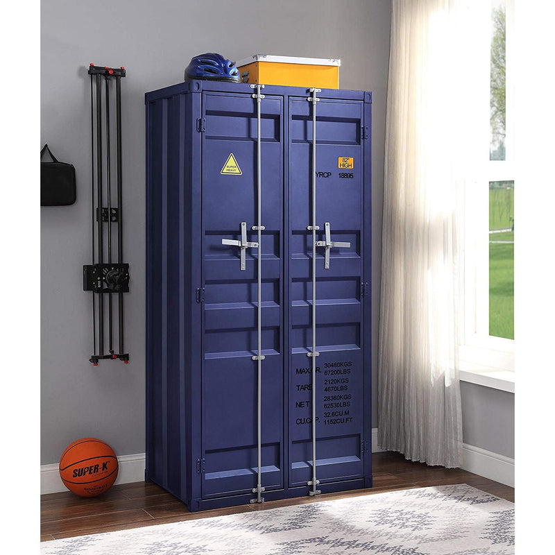 Acme Furniture Cargo 37909 Wardrobe (Double Door) - Blue IMAGE 4