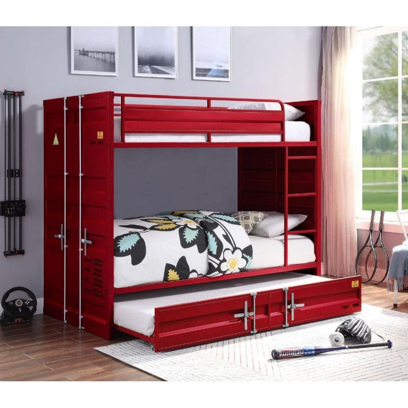 Acme Furniture Cargo 37910/37912 Twin Over Twin Bunk Bed With Trundle - Red IMAGE 1