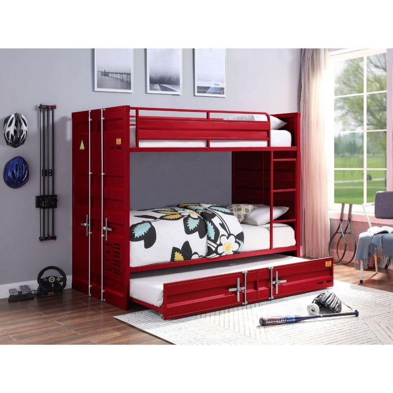 Acme Furniture Cargo 37910/37912 Twin Over Twin Bunk Bed With Trundle - Red IMAGE 2