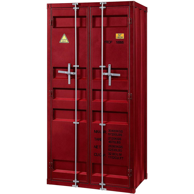 Acme Furniture Cargo 37919 Wardrobe (Double Door) - Red IMAGE 2