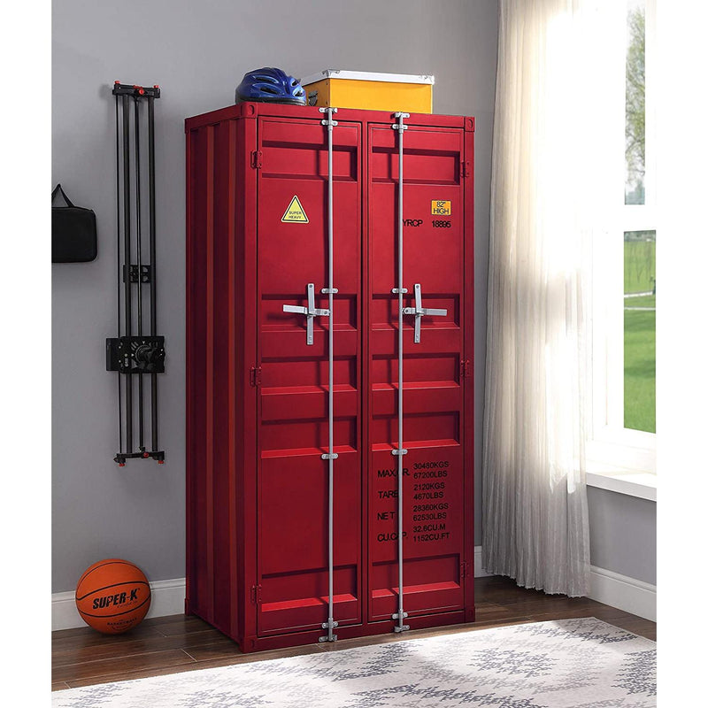 Acme Furniture Cargo 37919 Wardrobe (Double Door) - Red IMAGE 5