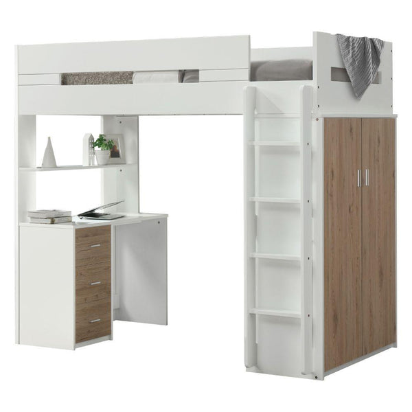 Acme Furniture Nerice 38055 Loft Bed - White & Oak IMAGE 1