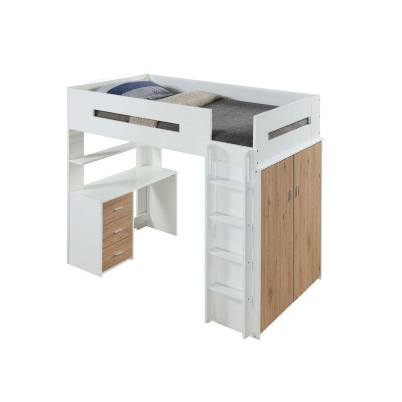 Acme Furniture Nerice 38055 Loft Bed - White & Oak IMAGE 2