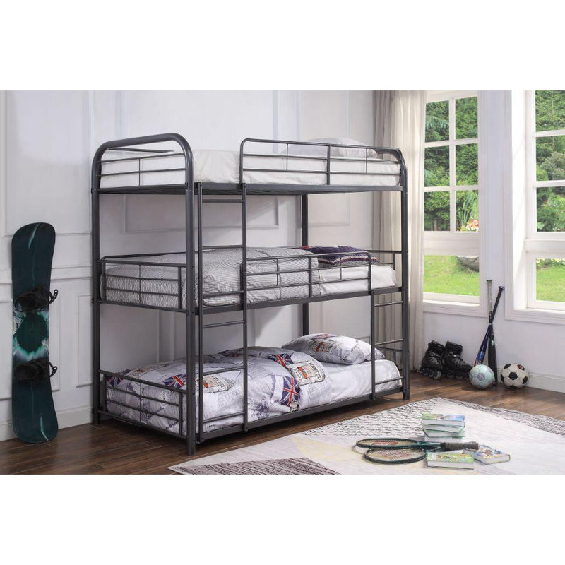 Acme Furniture Cairo 38090 Twin Triple Bunk Bed - Gunmetal IMAGE 2