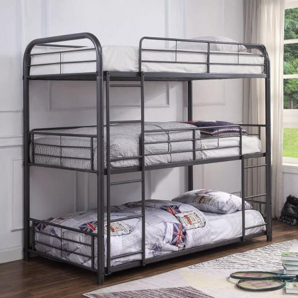 Acme Furniture Cairo 38095 Full Triple Bunk Bed - Gunmetal IMAGE 1