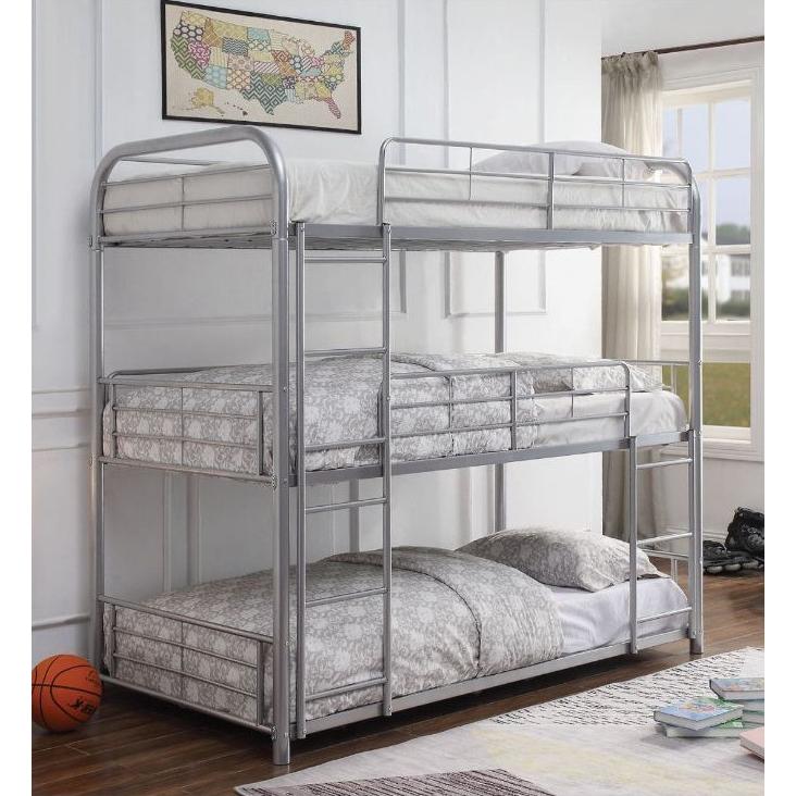 Acme Furniture Cairo 38100 Twin Triple Bunk Bed - Silver IMAGE 1