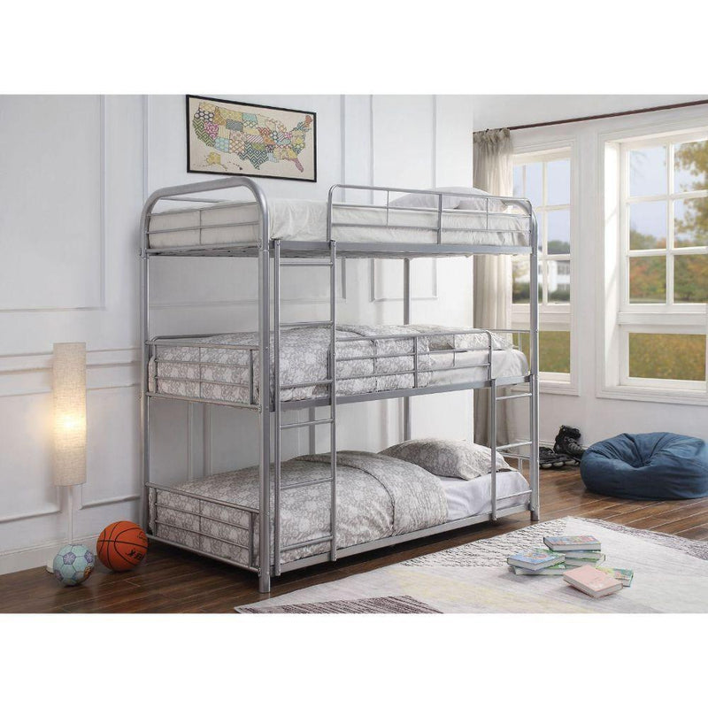 Acme Furniture Cairo 38100 Twin Triple Bunk Bed - Silver IMAGE 2