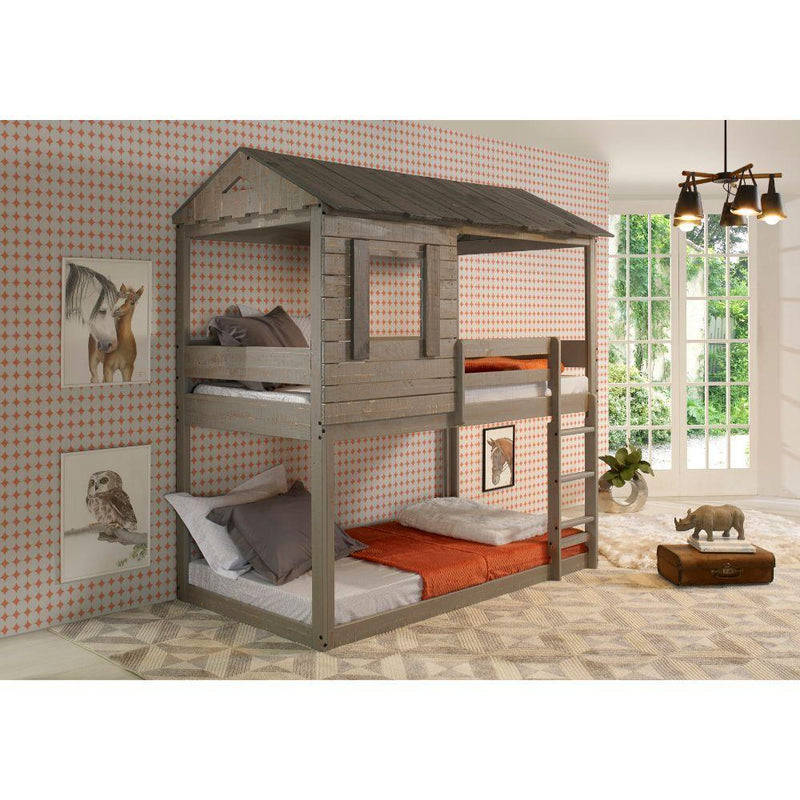 Acme Furniture Darlene 38140 Twin Over Twin Bunk Bed - Rustic Grey IMAGE 3