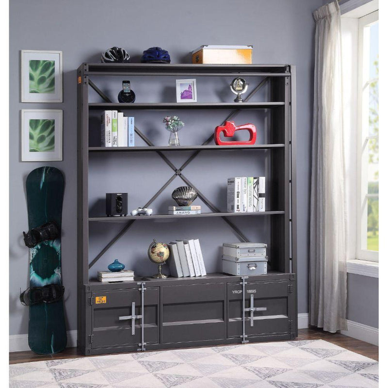 Acme Furniture Cargo 39887 Bookshelf & Ladder - Gunmetal IMAGE 2