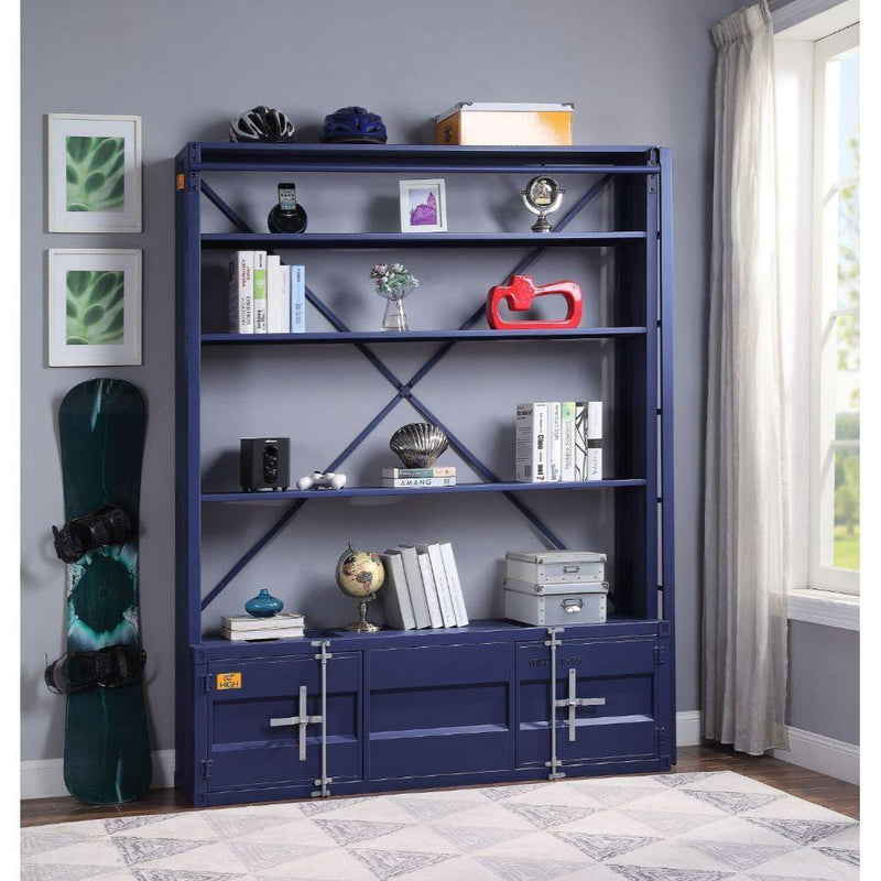 Acme Furniture Cargo 39892 Bookshelf & Ladder - Blue IMAGE 2