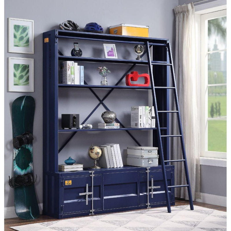 Acme Furniture Cargo 39892 Bookshelf & Ladder - Blue IMAGE 3