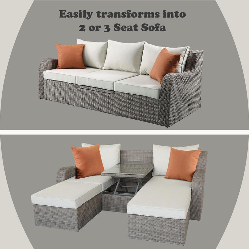 Acme Furniture Salena 45010 Patio Sofa with 2 Pillows & 2 Ottomans IMAGE 5