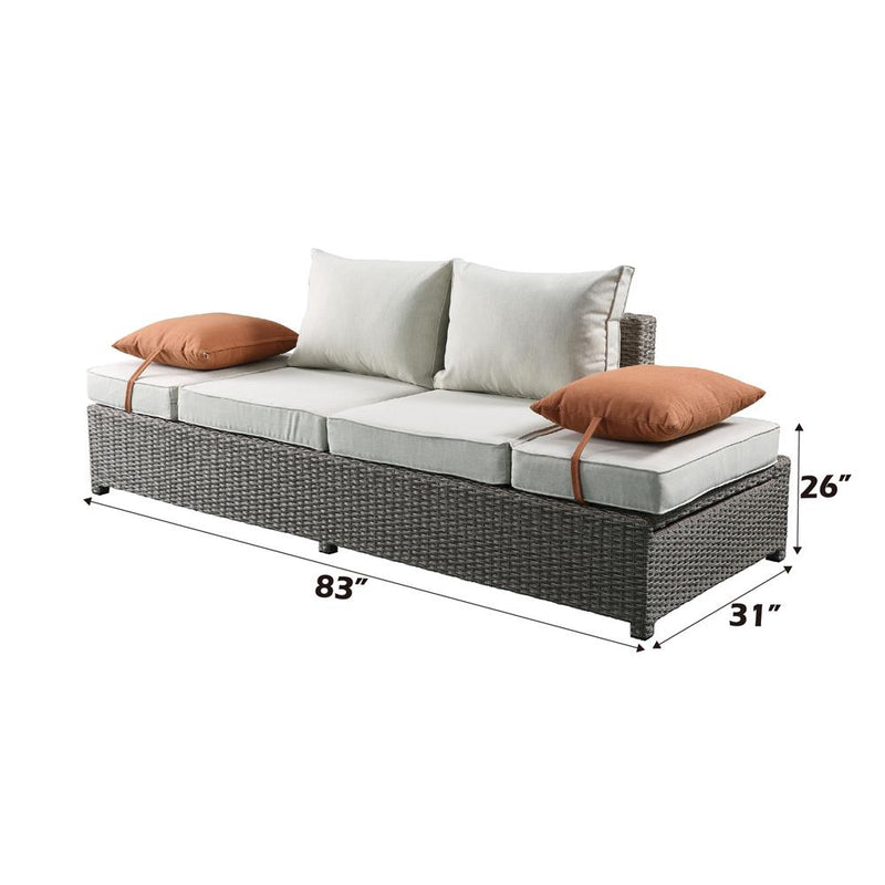 Acme Furniture Salena 45015 Patio Sofa with 2 Pillows & Ottoman IMAGE 12