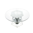 Acme Furniture Round Noralie Dining Table with Glass Top and Pedestal Base 72145 IMAGE 2