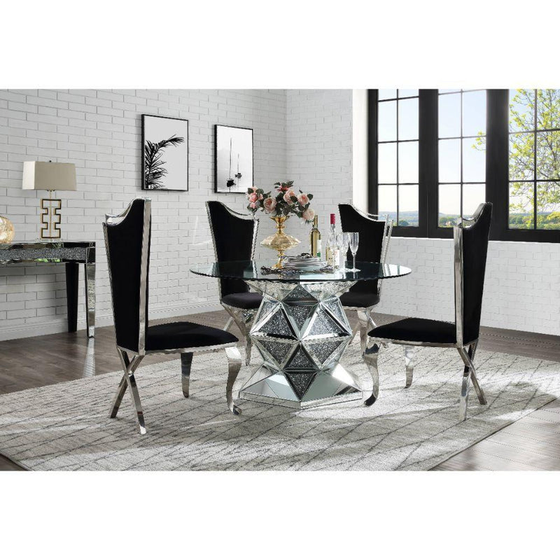 Acme Furniture Round Noralie Dining Table with Glass Top and Pedestal Base 72145 IMAGE 3