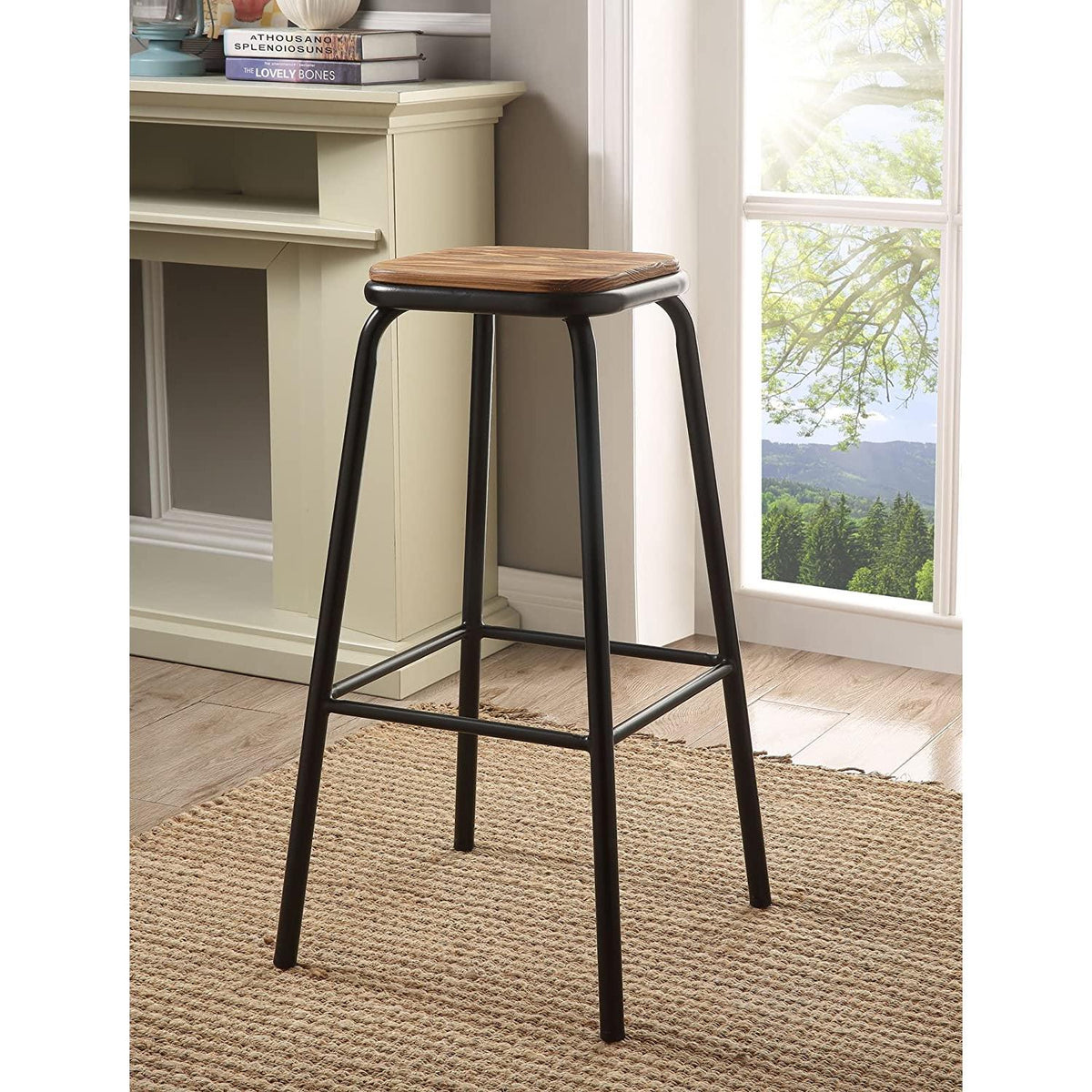 Acme Furniture Scarus 72387 Bar Stool - Natural and Black