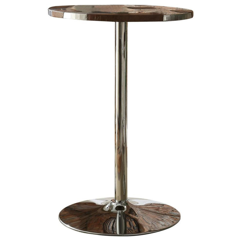 Acme Furniture Round Brancaster Pub Height Dining Table with Aluminum Top and Pedestal Base 70425 IMAGE 1