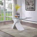 Acme Furniture Pervis Dining Table with Glass Top and Pedestal Base 71105 IMAGE 1