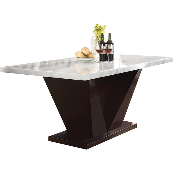 Acme Furniture Square Forbes Dining Table with Marble Top and Pedestal Base 72120 IMAGE 1