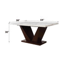 Acme Furniture Square Forbes Dining Table with Marble Top and Pedestal Base 72120 IMAGE 2
