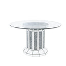 Acme Furniture Round Noralie Dining Table with Glass Top and Pedestal Base 72140 IMAGE 1