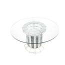Acme Furniture Round Noralie Dining Table with Glass Top and Pedestal Base 72140 IMAGE 2