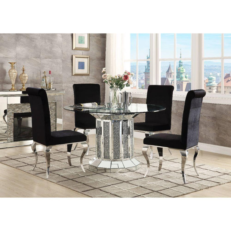 Acme Furniture Round Noralie Dining Table with Glass Top and Pedestal Base 72140 IMAGE 5