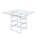 Acme Furniture Square Nadie Counter Height Dining Table with Glass Top and Pedestal Base 72590 IMAGE 1