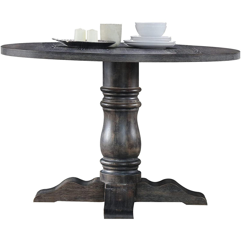 Acme Furniture Round Leventis Dining Table with Pedestal Base 74640 IMAGE 2