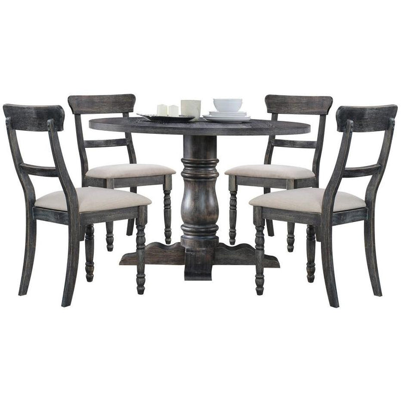 Acme Furniture Round Leventis Dining Table with Pedestal Base 74640 IMAGE 4