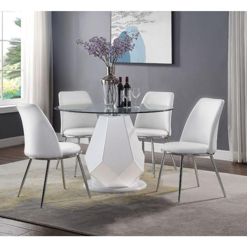 Acme Furniture Round Chara Dining Table with Glass Top and Pedestal Base 74925 IMAGE 5