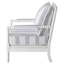  Coaster Furniture Blanchett 903835 Upholstered Bobbin Accent Chair - White and Navy IMAGE 4