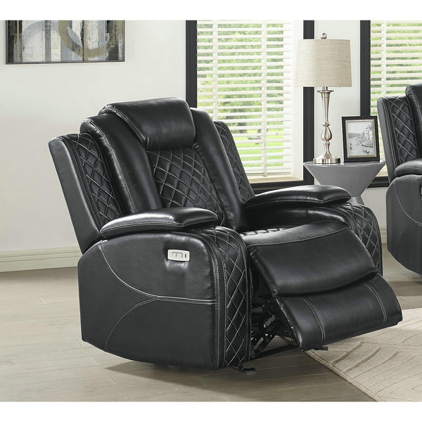 New Classic Furniture Orion Glider Leather Look Recliner U1769-13-BLK IMAGE 1