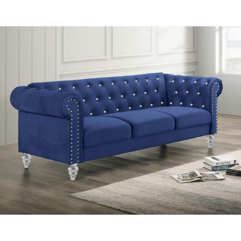 New Classic Furniture Emma Crystal Stationary Fabric Sofa UKD13-30-BLUC IMAGE 1