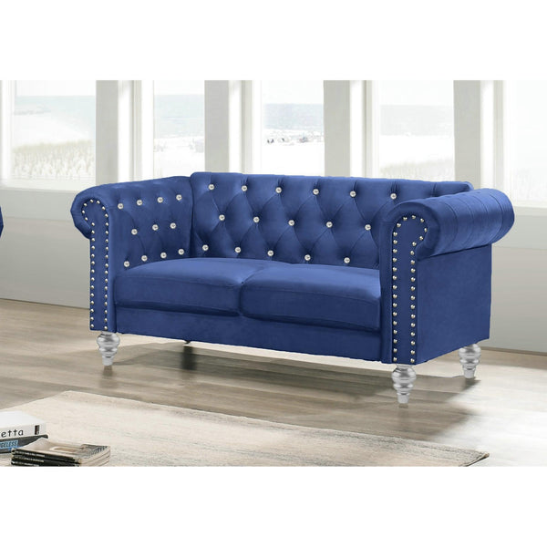 New Classic Furniture Emma Crystal Stationary Fabric Loveseat UKD13-20-BLUC IMAGE 1