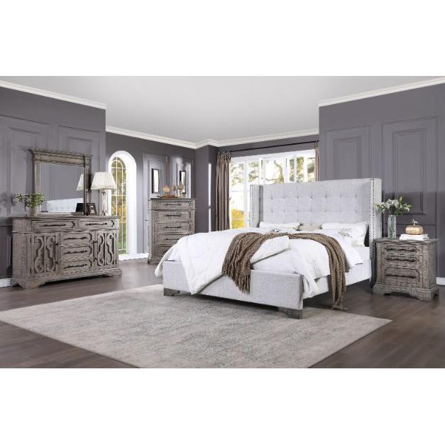 Acme Furniture Artesia Queen Upholstered Panel Bed 27700Q IMAGE 3