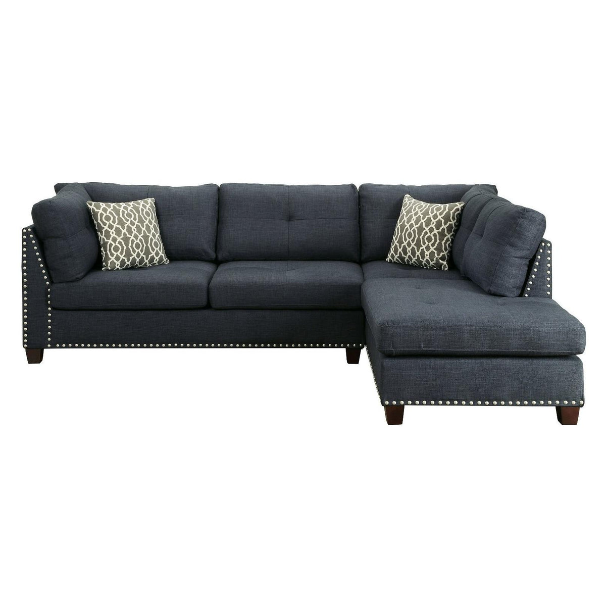 Acme Furniture Laurissa 54365 Sectional Sofa & Ottoman - Dark Blue