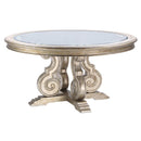 Acme Furniture Round Esteban Dining Table with Mirror Top and Pedestal Base 62210 IMAGE 1