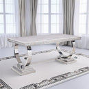 Acme Furniture Zander Dining Table with Faux Marble Top and Trestle Base 68250 IMAGE 1