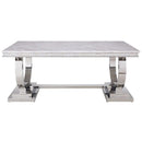 Acme Furniture Zander Dining Table with Faux Marble Top and Trestle Base 68250 IMAGE 3