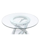 Acme Furniture Round Ornat Dining Table with Glass Top and Pedestal Base 72950 IMAGE 2