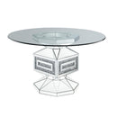 Acme Furniture Round Noralie Dining Table with Glass Top and Pedestal Base 72955 IMAGE 1