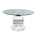 Acme Furniture Round Noralie Dining Table with Glass Top and Pedestal Base 72955 IMAGE 2