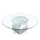 Acme Furniture Round Noralie Dining Table with Glass Top and Pedestal Base 72955 IMAGE 3