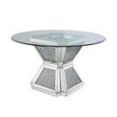 Acme Furniture Round Noralie Dining Table with Glass Top and Pedestal Base 72960 IMAGE 1