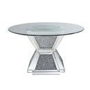 Acme Furniture Round Noralie Dining Table with Glass Top and Pedestal Base 72960 IMAGE 2