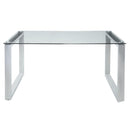 Acme Furniture Abraham Dining Table with Glass Top and Pedestal Base 74015 IMAGE 1