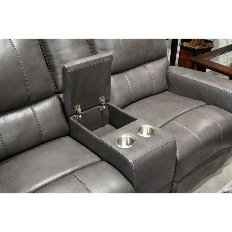 New Classic Furniture Linton Reclining Leather Loveseat with Console L1721-25-DGR IMAGE 2